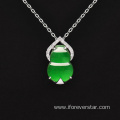 White gold gourd emerald pendant